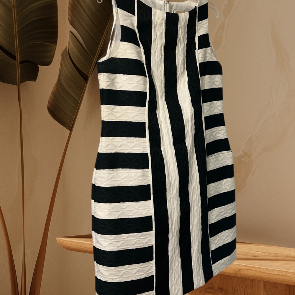 Black and White Striped Midi Dress